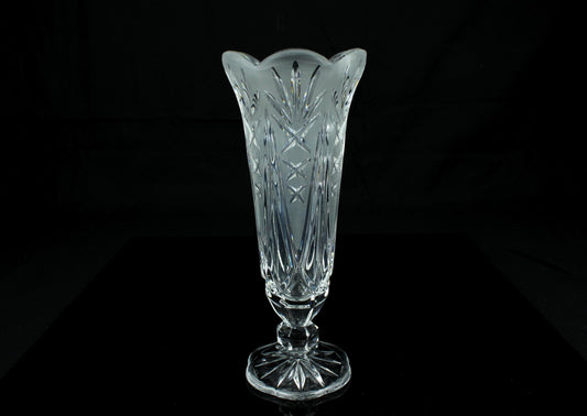 Vintage loodkristal vaas 20 cm klassiek boheems geïnspireerd ster en waaier slijpsel