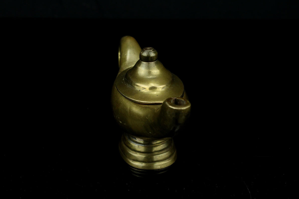 Messing Aladdin lamp/wonderlamp met deksel - vintage Miniatuur - 1950/1970 - 13 cm.