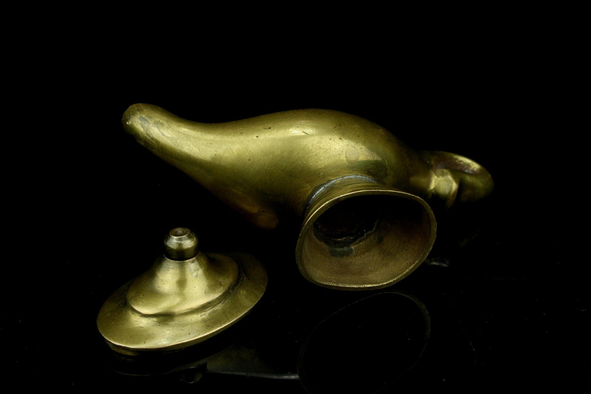 Messing Aladdin lamp/wonderlamp met deksel - vintage Miniatuur - 1950/1970 - 13 cm.