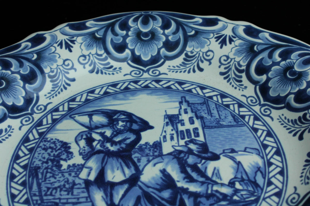 Vintage Delfts blauw sierbord “De Metselaar - made in Holland - wandbord keramiek