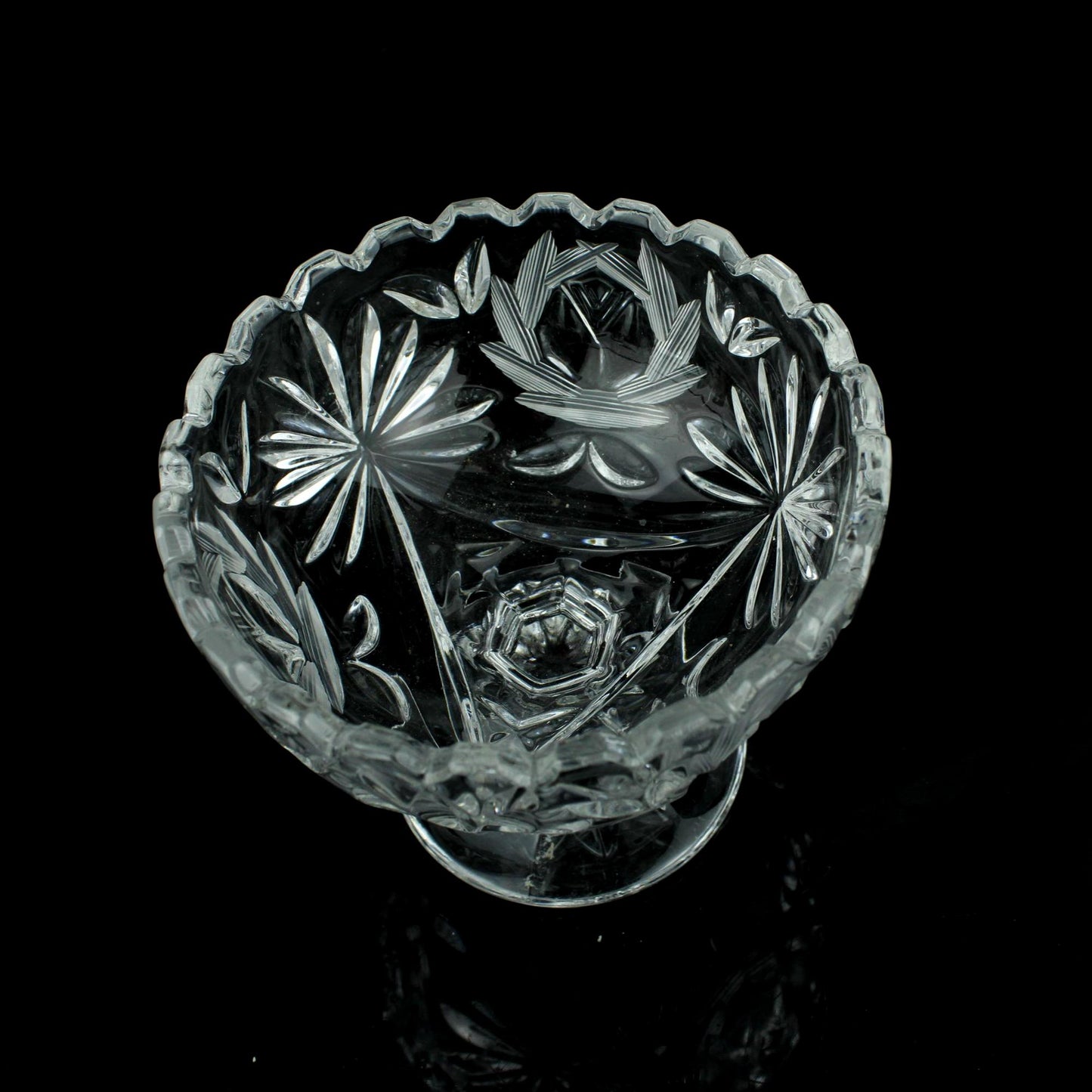 Vintage Kristallbonbonschale auf Fuß – ca. 1950–1970