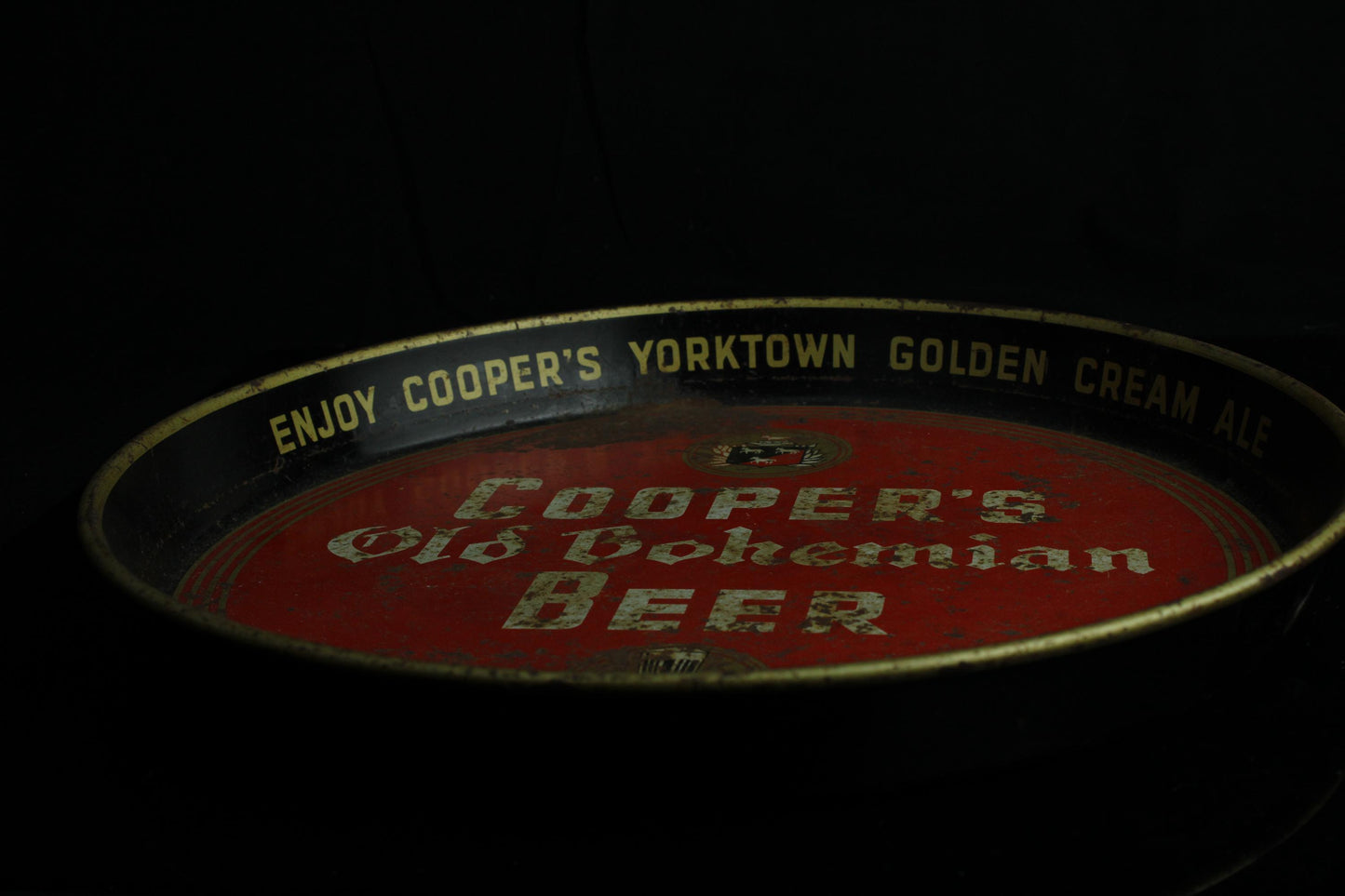 Vintage Coopers Old Bohemian Beer Tablett - Metall-Biertablett - Retro amerikanische Werbung - 1930/1950