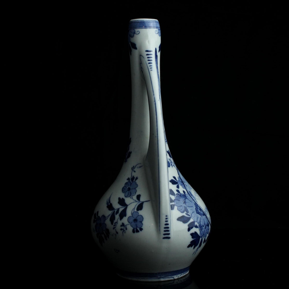 Delfts blauw vaas met dubbele handvatten - N. Delft - vintage porselein - 27,5 cm hoog