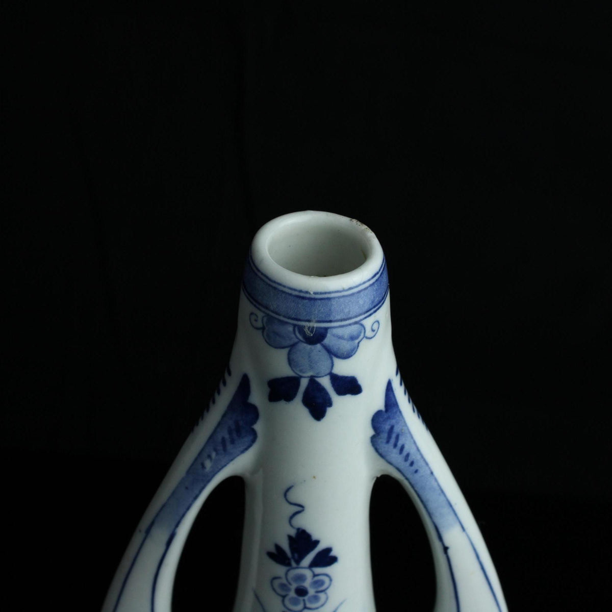 Delfts blauw vaas met dubbele handvatten - N. Delft - vintage porselein - 27,5 cm hoog