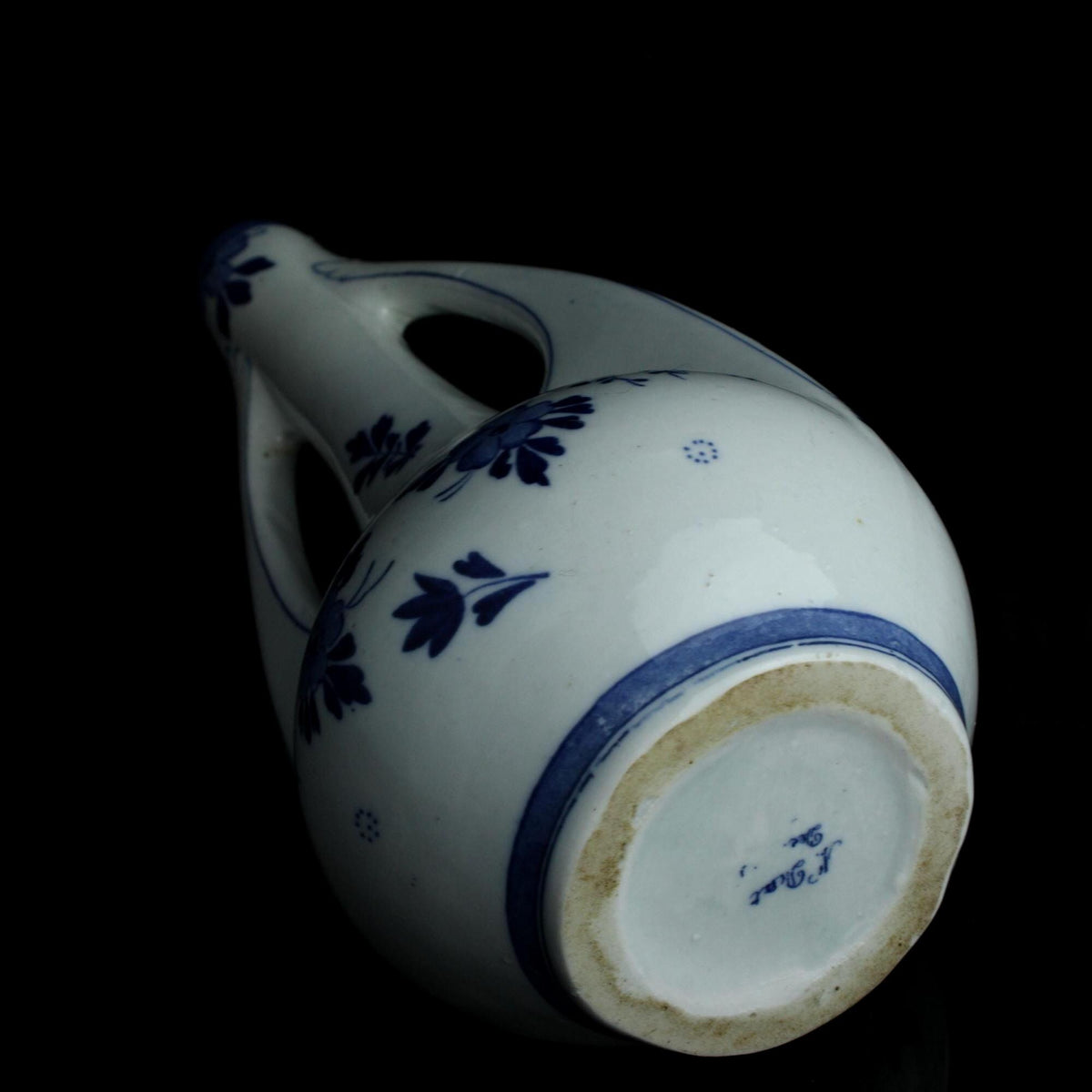 Delfts blauw vaas met dubbele handvatten - N. Delft - vintage porselein - 27,5 cm hoog