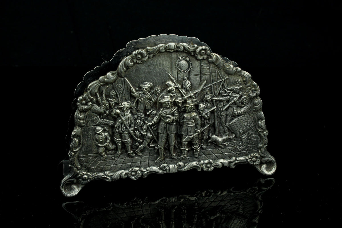 Vintage verzilverde servethouder/brievenhouder - Jaren 50/60 - Dutch Rembrandt stijl