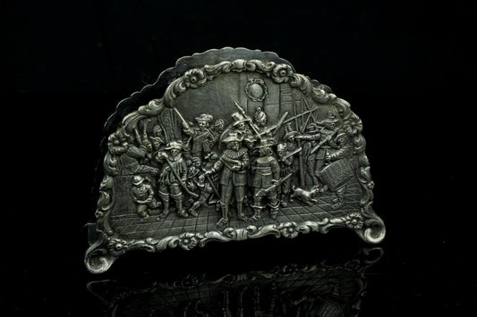 Vintage verzilverde servethouder/brievenhouder - Jaren 50/60 - Dutch Rembrandt stijl