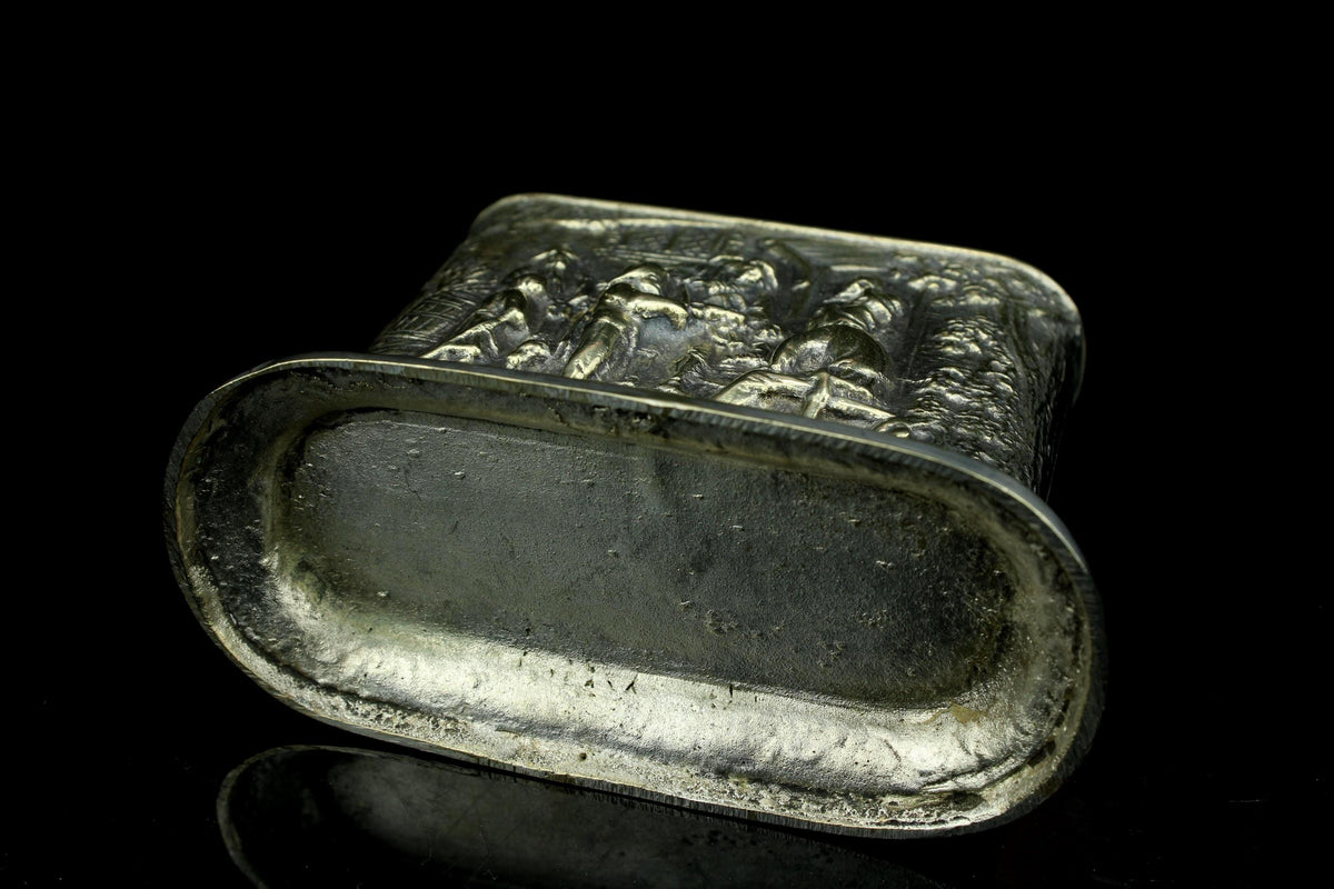 Antike versilberte Visitenkartenhalterung - Flämisch/Holländische Genreszene - Schreibtischzubehör - Viktorianisch - 1950/1970 - 9,5 cm