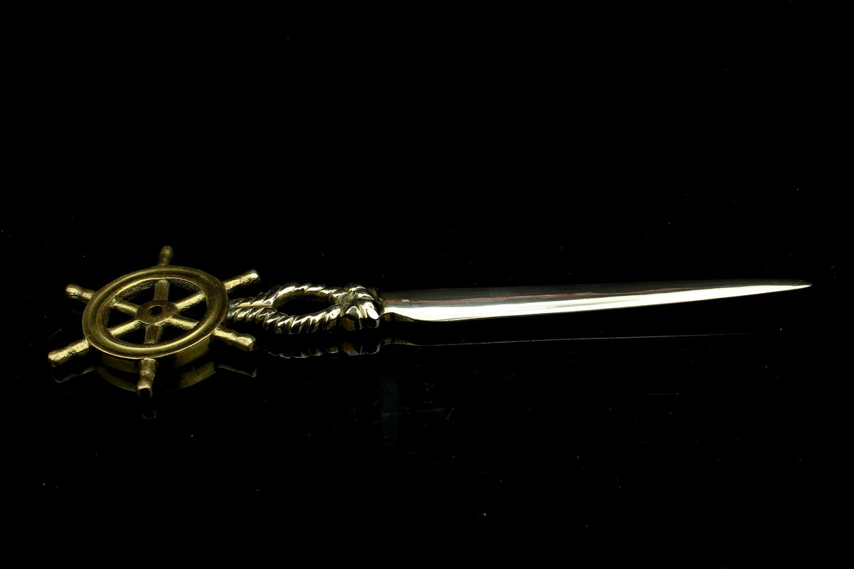 Vintage messing brievenopener scheepsroer - nautisch bureau accessoire