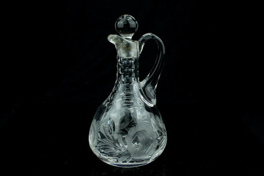 Vintage geslepen kristallen karaf met stop - handgeslepen - retro whisky karaf - decoratieve fles