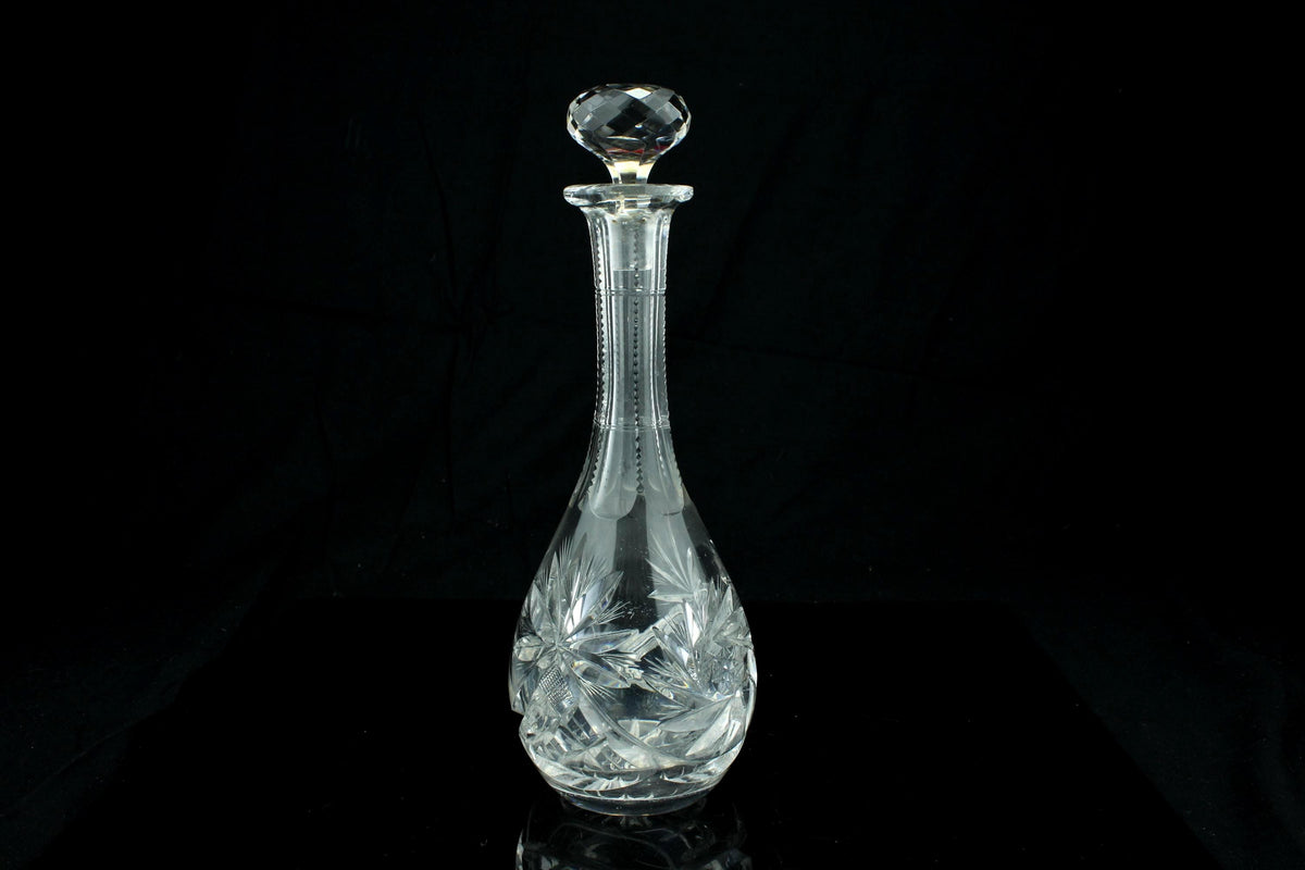 Vintage geslepen kristallen karaf met stop - Boheems kristal stijl - whisky cognac fles 25,5 cm