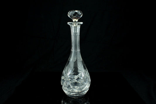 Vintage geslepen kristallen karaf met stop - Boheems kristal stijl - whisky cognac fles 25,5 cm