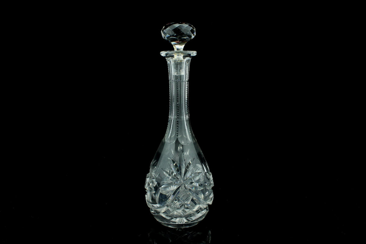 Vintage geslepen kristallen karaf met stop - Boheems kristal stijl - whisky cognac fles 25,5 cm