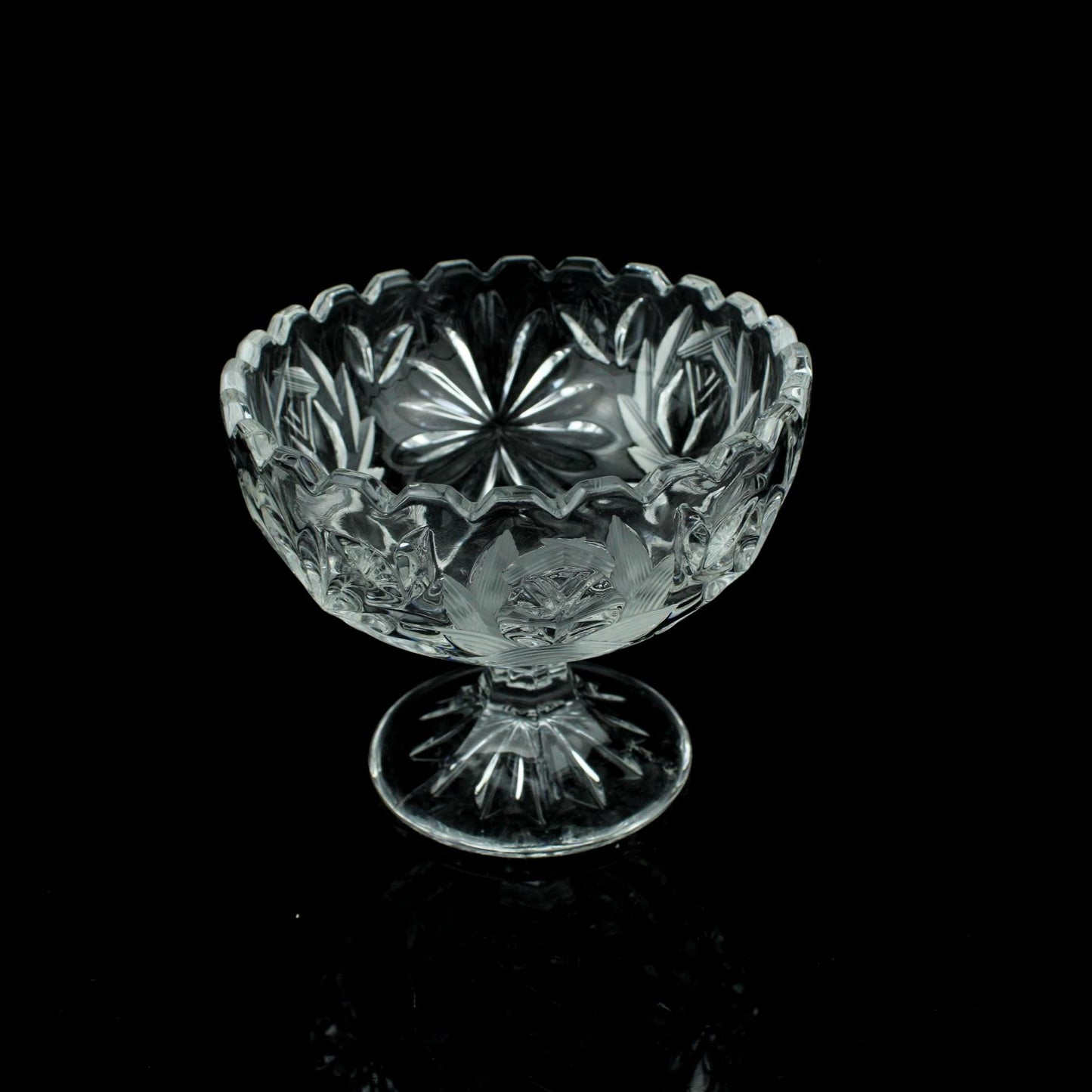 Vintage Kristallbonbonschale auf Fuß – ca. 1950–1970