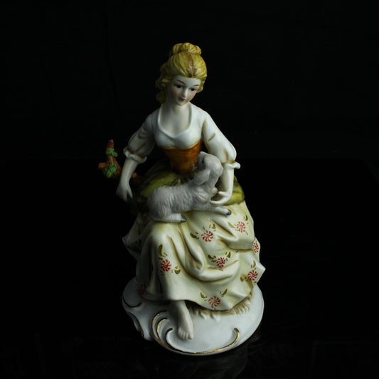 Vintage-Porzellanfigur Mädchen mit Lamm – Royal Crown Figur – 1960/1980