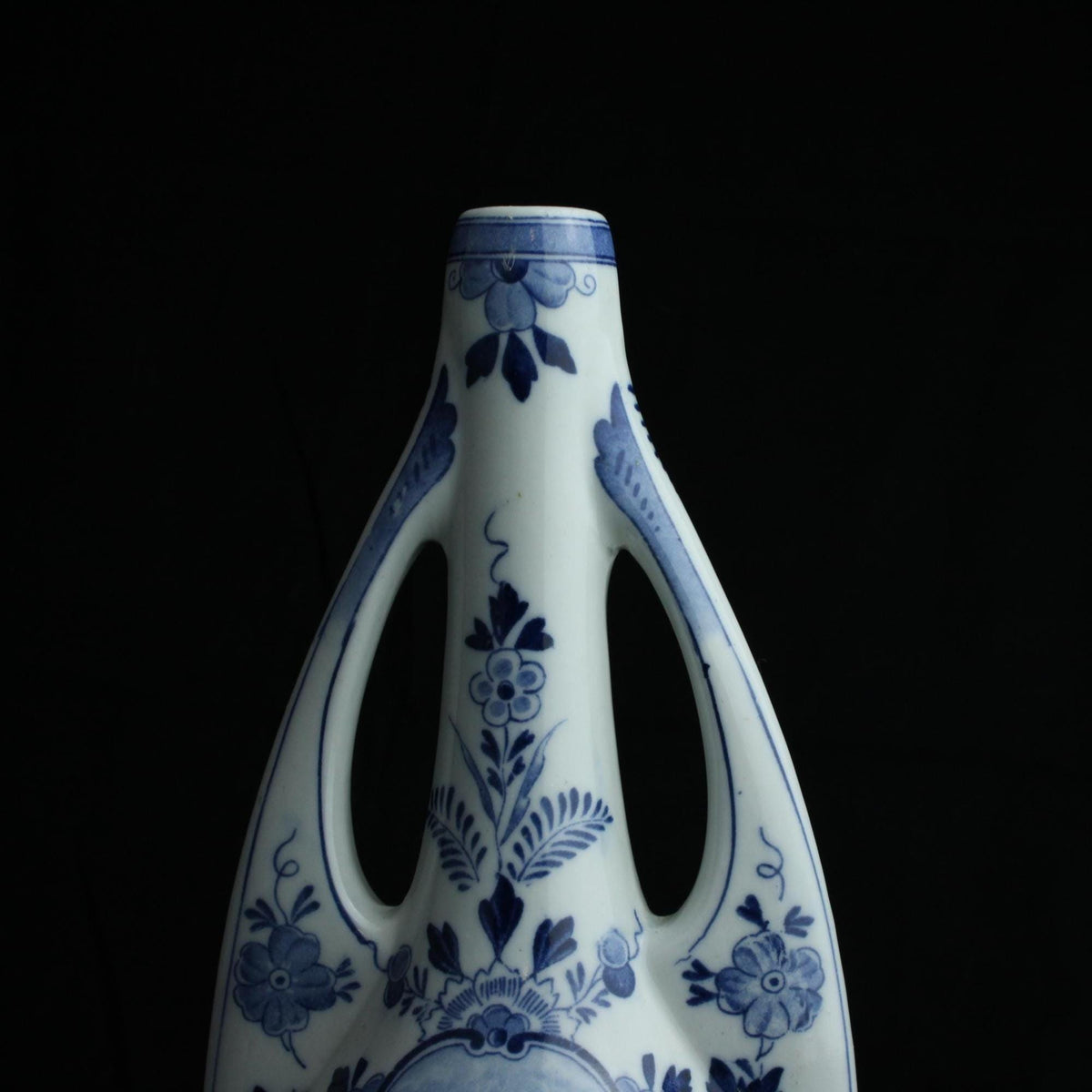 Delfts blauw vaas met dubbele handvatten - N. Delft - vintage porselein - 27,5 cm hoog
