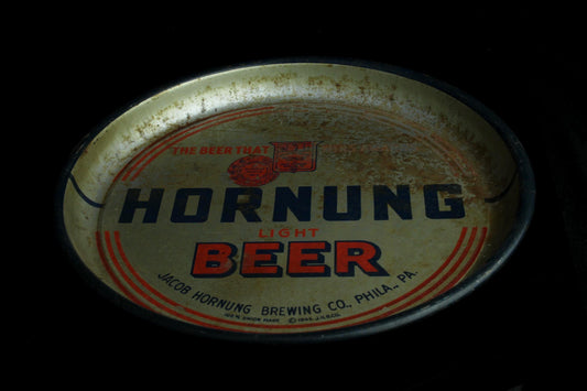 Vintage Hornung Beer dienblad - metalen bier tray - retro Amerikaanse bierreclame - 1940/1960