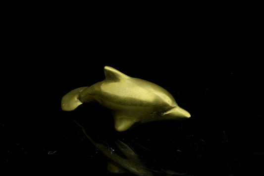 Vintage Messing Delfinfigur - goldfarben - 10 cm.