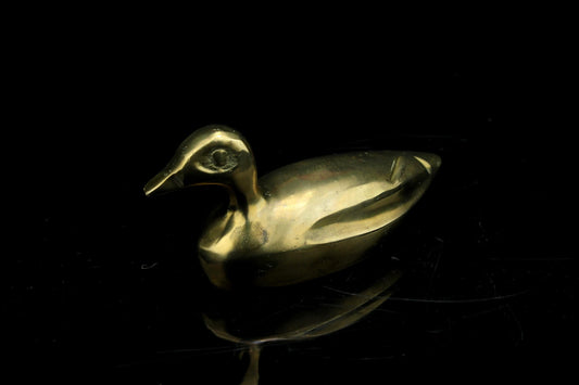 Vintage Messing Entenfigur kleine goldene Vogel - Retro Skulptur 4,6 cm.
