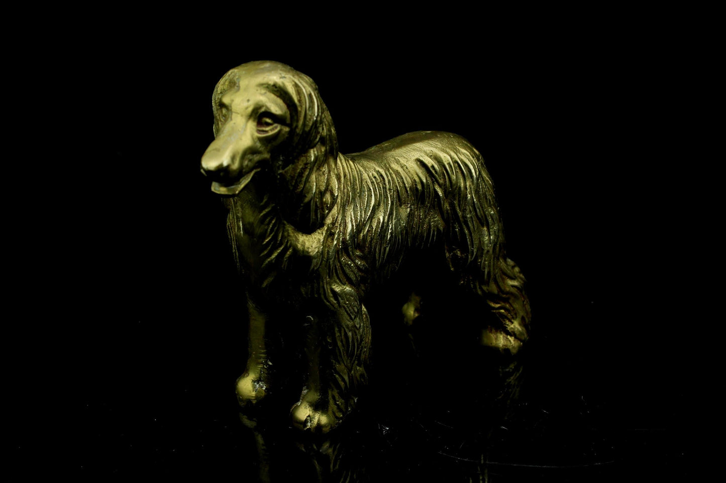 Vintage Messing Hundefigur - goldene Hundeskulptur 11,5 cm