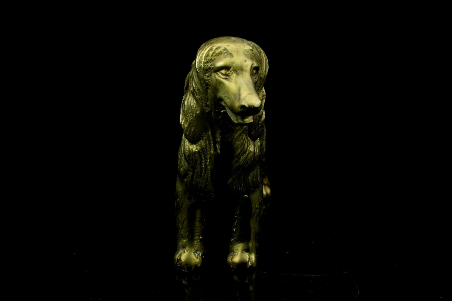 Vintage Messing Hundefigur - goldene Hundeskulptur 11,5 cm