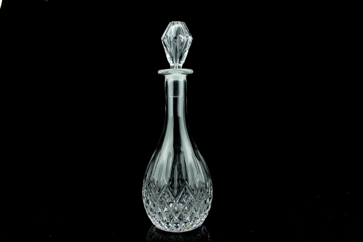 Vintage kristallen wijnkaraf - geslepen decanter met stop - diamantpatroon - 34 cm.