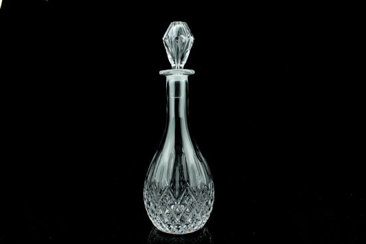 Vintage kristallen wijnkaraf - geslepen decanter met stop - diamantpatroon - 34 cm.