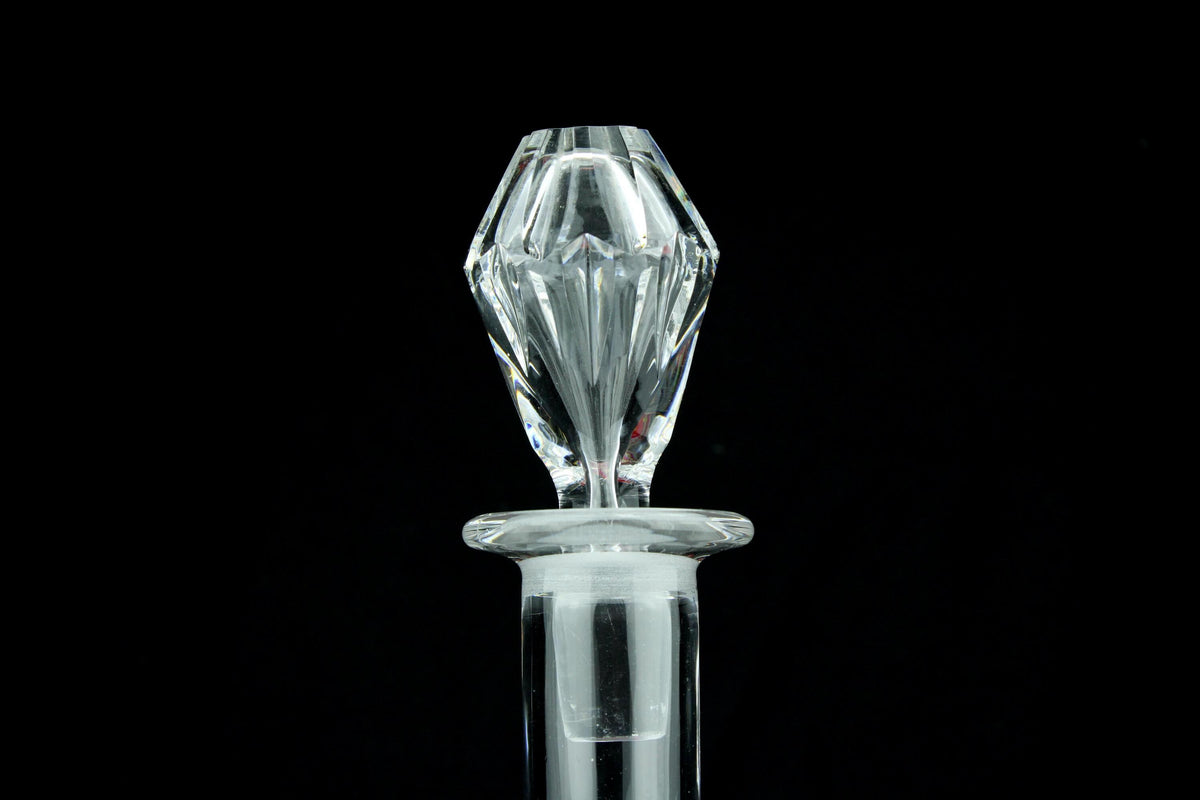 Vintage kristallen wijnkaraf - geslepen decanter met stop - diamantpatroon - 34 cm.
