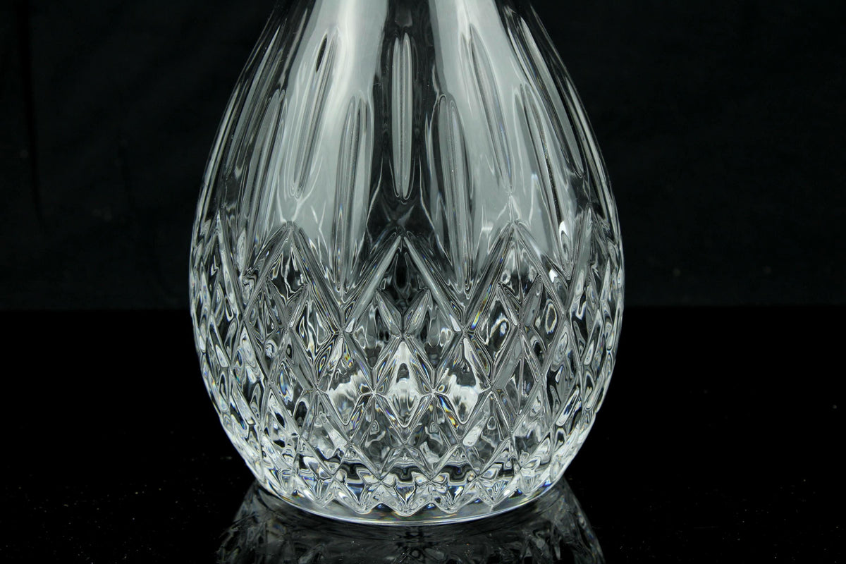 Vintage kristallen wijnkaraf - geslepen decanter met stop - diamantpatroon - 34 cm.