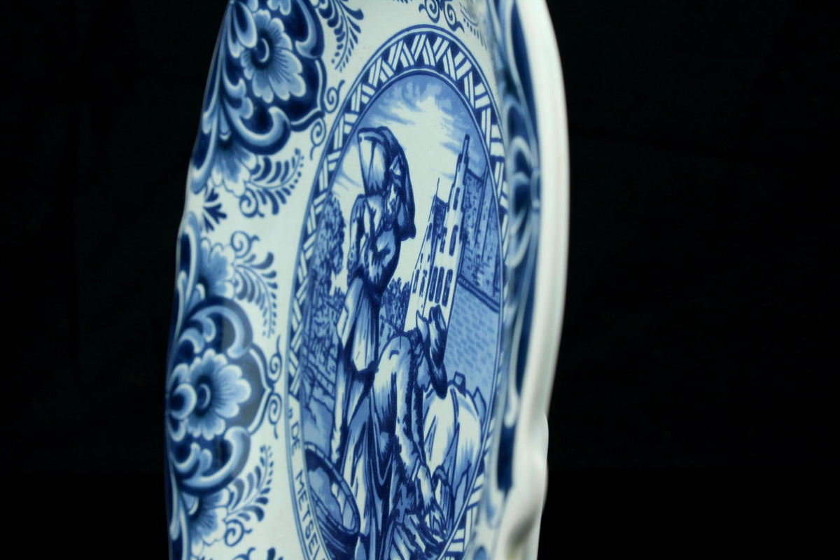 Vintage Delfts blauw sierbord “De Metselaar - made in Holland - wandbord keramiek