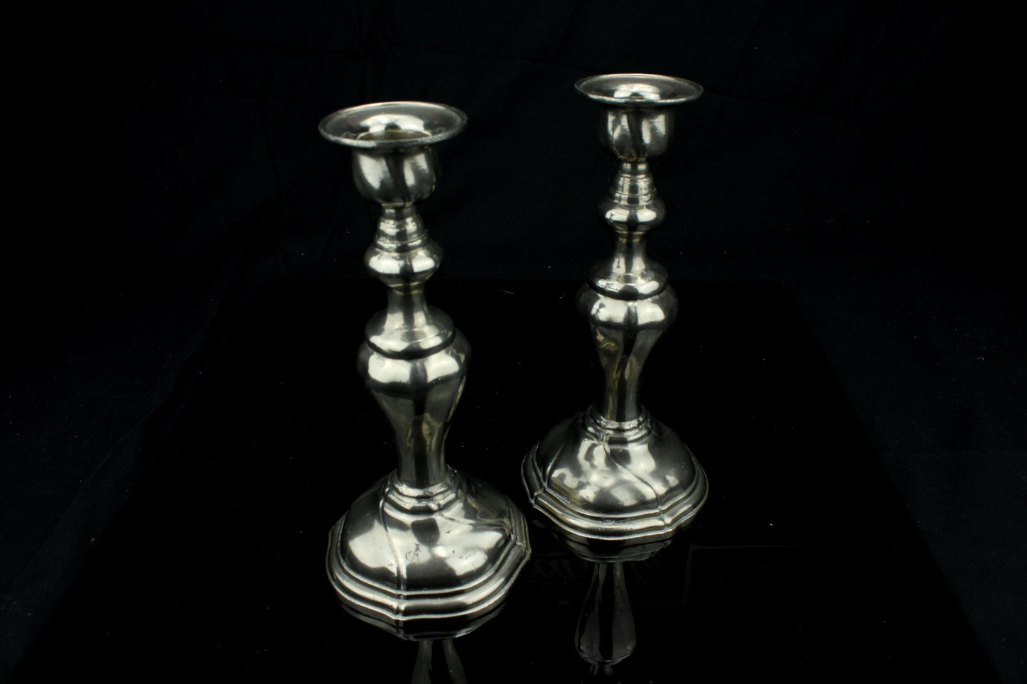 Vintage verzilverde kandelaars - set van 2 - 20 cm