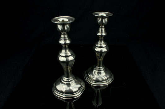 Vintage verzilverde kandelaars - set van 2 - 20 cm