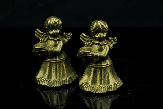 Vintage Messing Engel-Set - Engel Kerzenhalter - Retro / Weihnachtsdeko - 2er Set