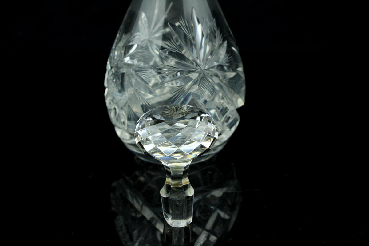 Vintage geslepen kristallen karaf met stop - Boheems kristal stijl - whisky cognac fles 25,5 cm