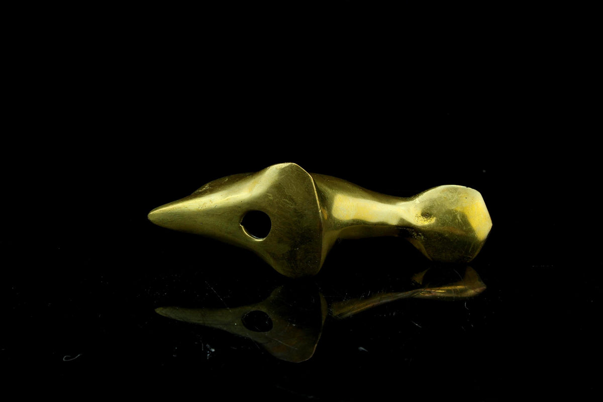 Vintage messing dolfijn beeldje - goudkleurig - 10 cm.