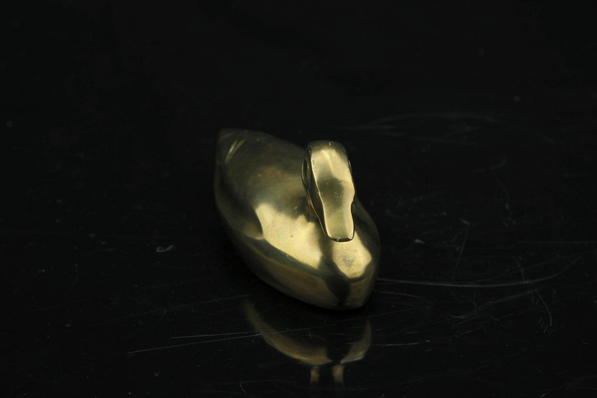 Vintage messing eend beeldje  kleine gouden vogel - retro Sculptuur 4,6 cm.