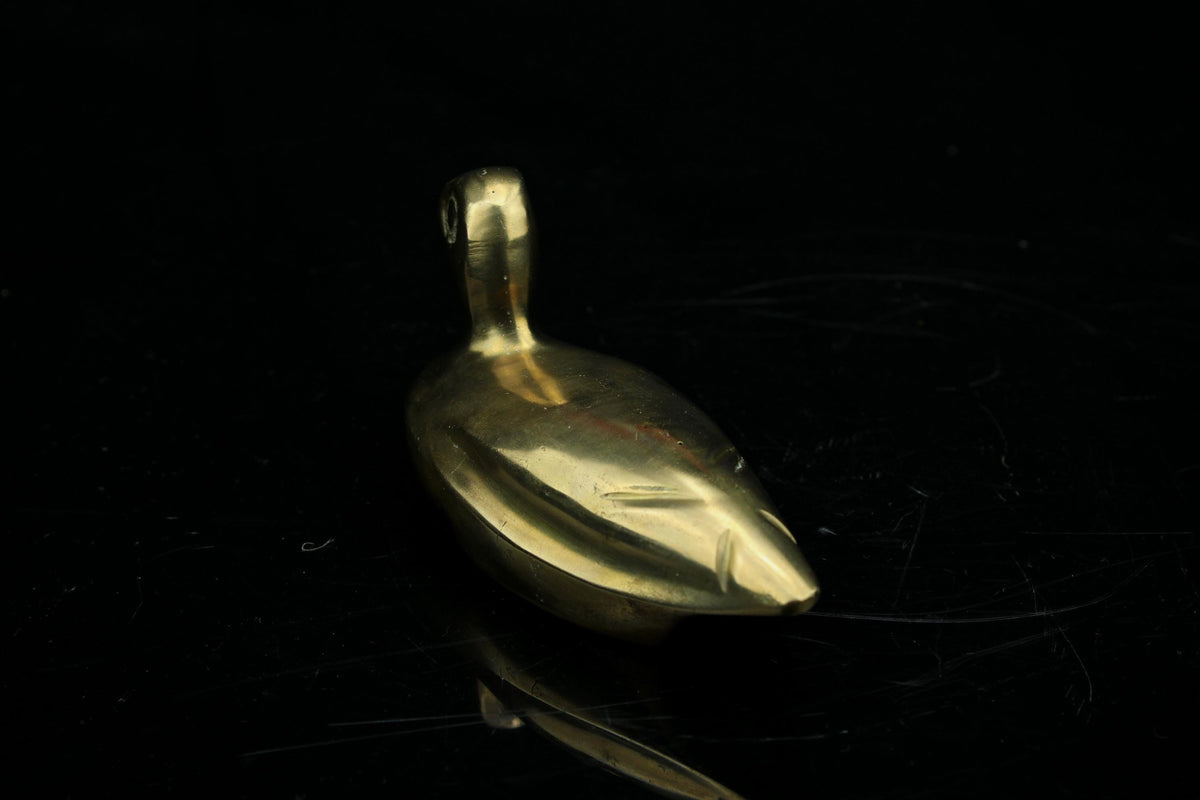 Vintage messing eend beeldje  kleine gouden vogel - retro Sculptuur 4,6 cm.