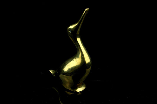 Vintage Messing Gans Figur - kleiner goldener Vogel - 11,2 cm