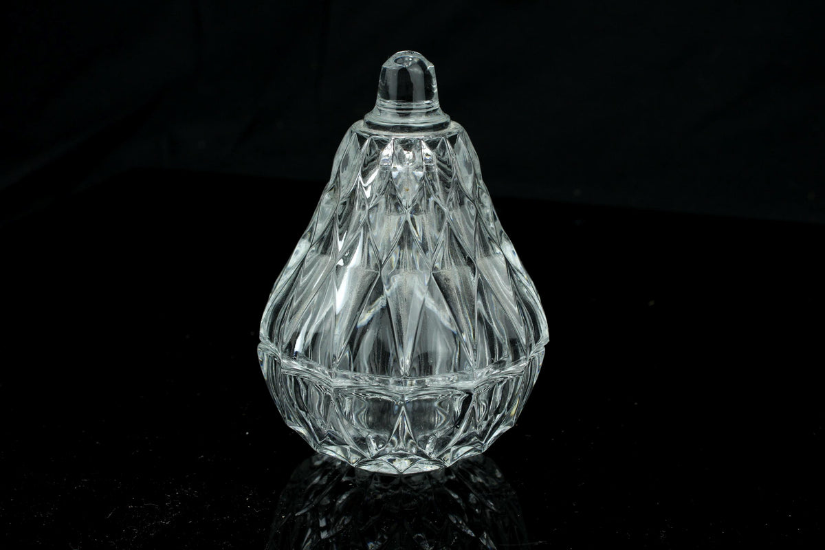 Set van 3 vintage geslepen kristallen bonbonnières - peervormige snoeppotjes met deksel - mini suikerpotjes - 10,5 cm.