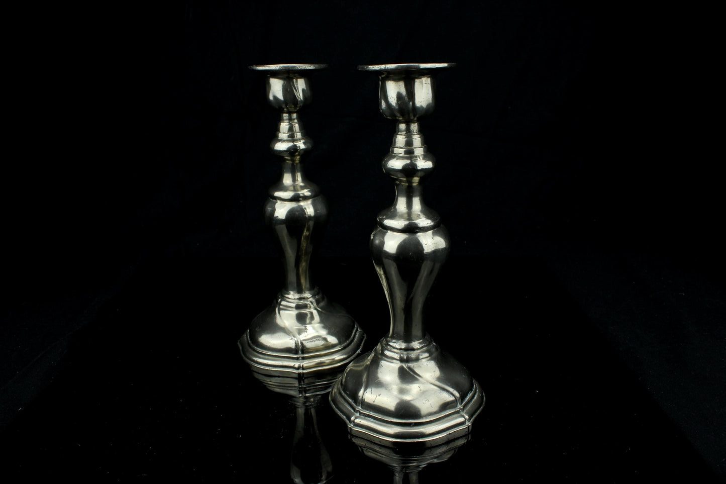Vintage verzilverde kandelaars - set van 2 - 20 cm