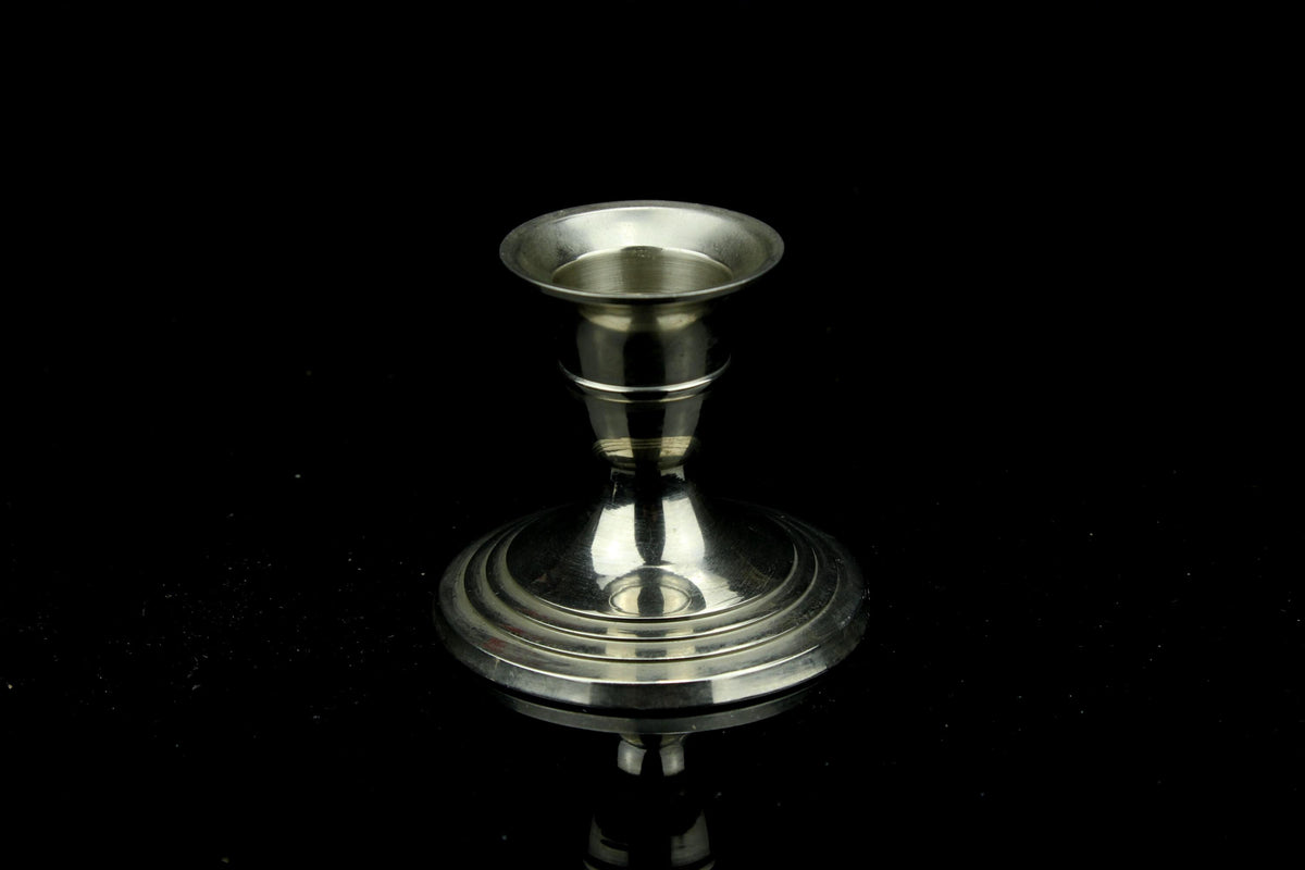 Vintage verzilverde mini kandelaars - dinerkaarshouders - Set van 2 - 6 cm.