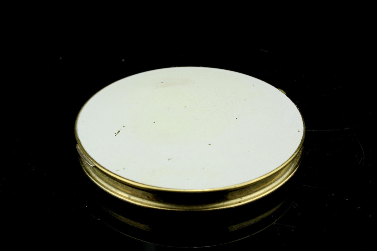 Vintage Stratton Puderdose mit Veilchenmotiv - Englisches Make-up-Spiegelkästchen - Vintage Damenaccessoire 50er/60er Jahre - 9 cm Durchmesser