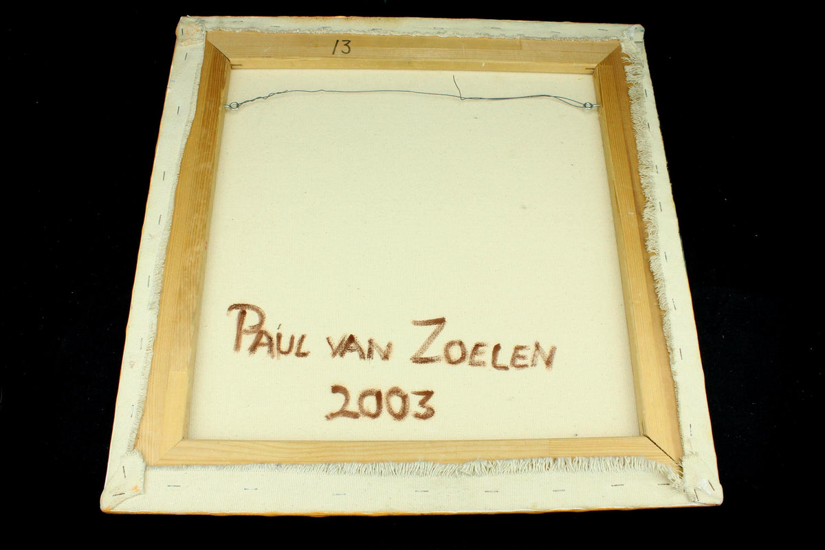 Schilderij Paul van Zoelen - 2003 - olieverf op doek - modern kunstwerk - gesigneerd & gedateerd - expressionistisch landschap - 55 cm.