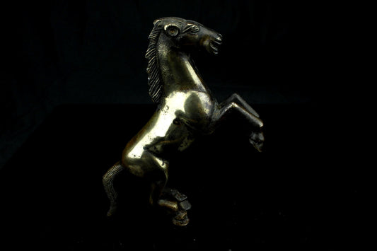 Vintage Messing steigendes Pferd - ca. 60er Jahre dekorative Pferdeskulptur - kräftige Hengstskulptur - 11 cm