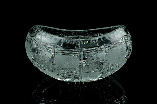 Vintage kristallen ovale schaal  - geslepen loodkristal fruitschaal - stervorm & diamant Slijp -sfeervolle tafeldecoratie - 26 cm. lang