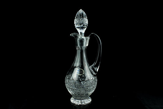 Vintage Bohemia kristallen wiskeykaraf met stop - handgeslepen loodkristal wijndecanter met handvat - 32. cm hoog