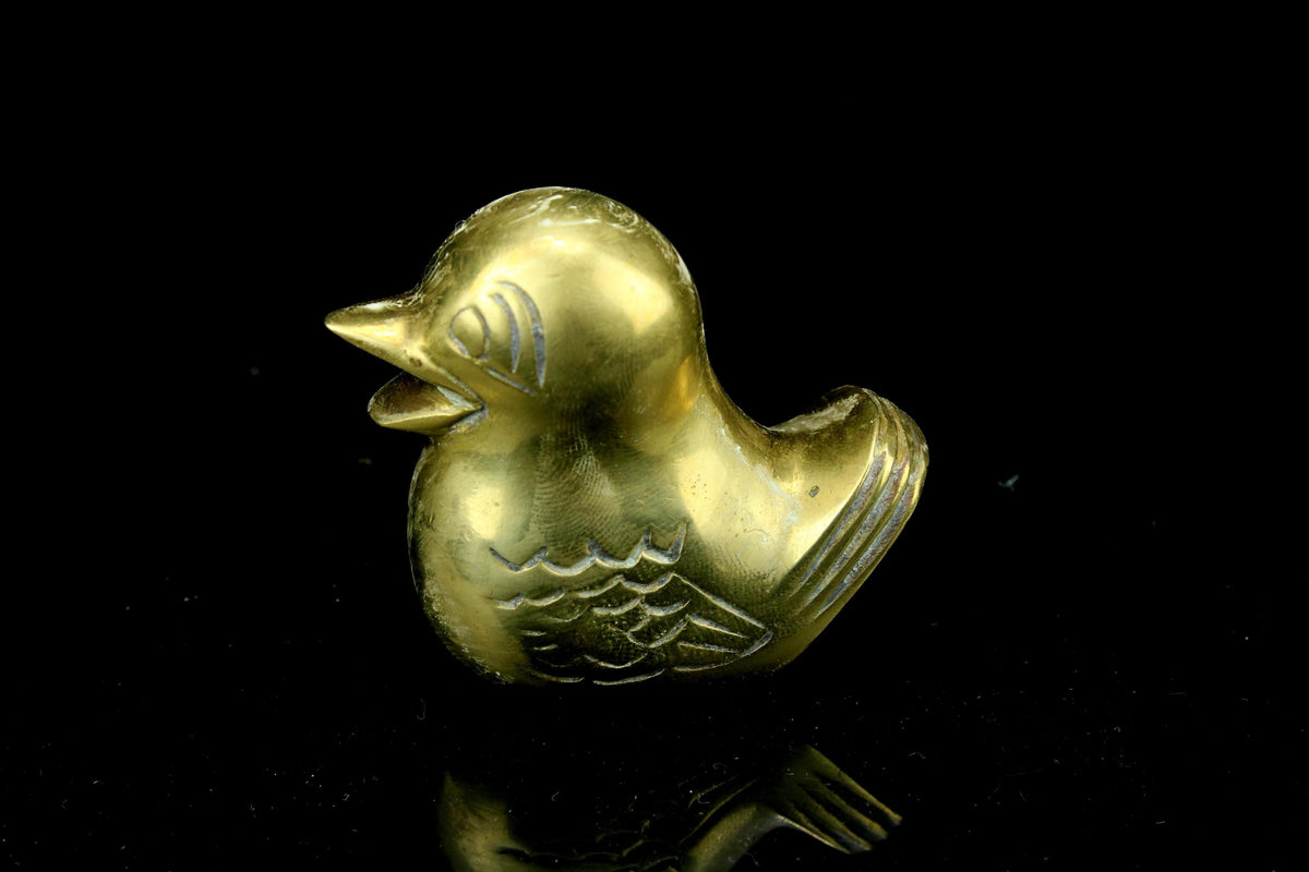 Vintage set van 4 miniatuur messing vogeltjes - zwaan en eendjes - waterdieren verzamelset