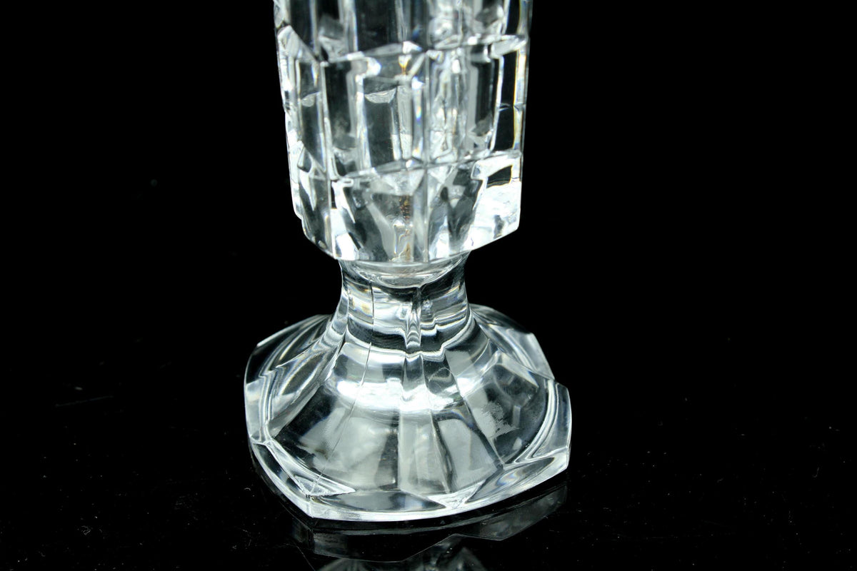 Vintage Cristal d'Arques Kristallvase - geschliffene Kristallblumenvase auf Fuß - 24% PbO Bleikristall - 17 cm