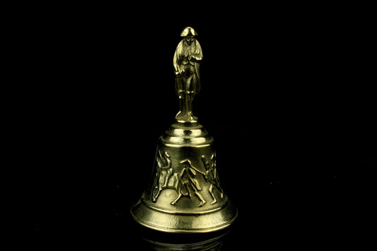 Vintage Messing Tischglocke mit Napoleon Bonaparte - Handglocke mit Relief und Klöppel - 16 cm hoch