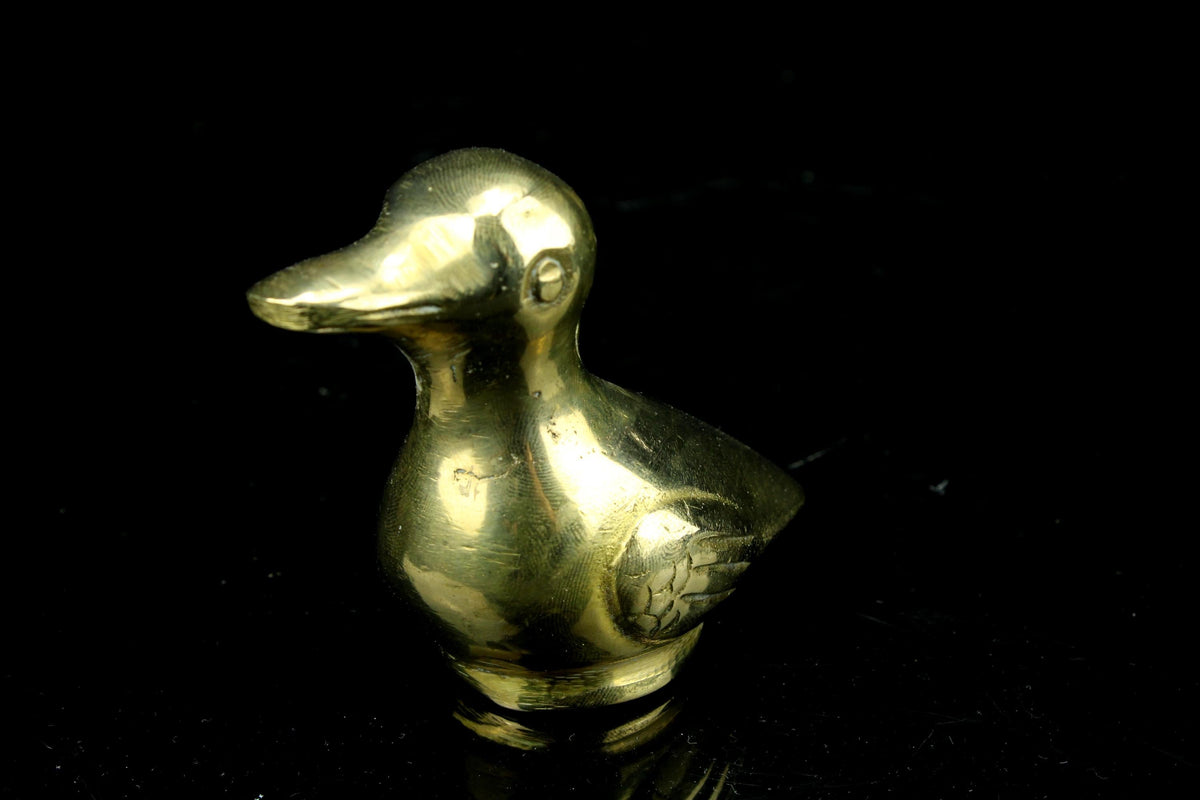 Vintage set van 4 miniatuur messing vogeltjes - zwaan en eendjes - waterdieren verzamelset